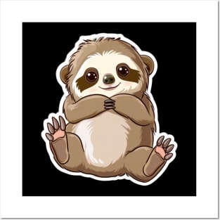 Happy Cute Sloth Posters and Art